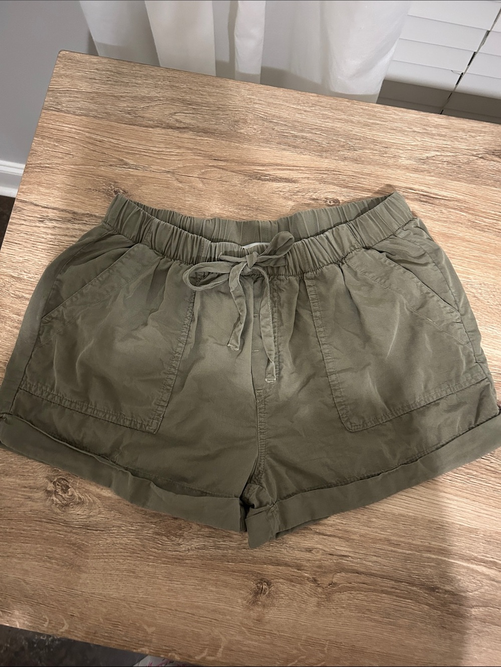 Love Tree Olive High-Waist Drawstring Casual Shorts
